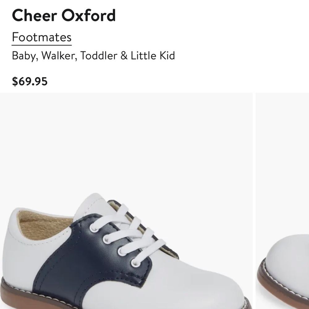 Footmates toddler Oxford shoes, white and navy, Size 7 - Picture 8 of 8